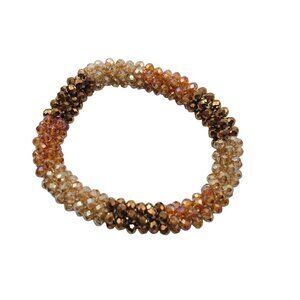 Orange Brown Titanium Crystal Rondelle Stretchy Bracelet